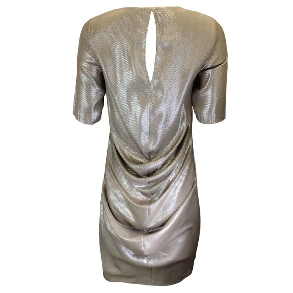 TIA CIBANI METALLIC SHORT SLEEVED MIDI DRESS - Picture 3 of 4